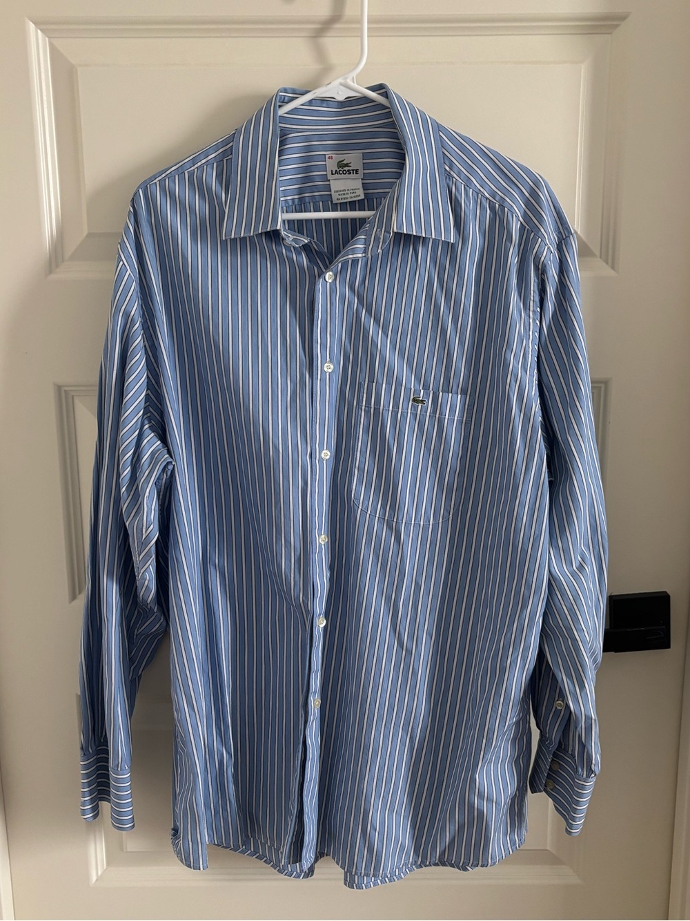 Lacoste Light Blue White Stripe Dress Cotton Shirt